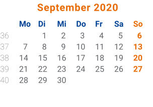 Kalenderblatt September 2020