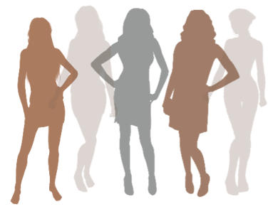 Grafik mit Frauen-Silhouetten