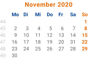 Kalenderblatt November 2020